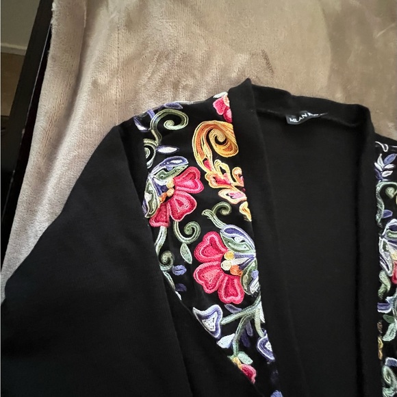 MILAN KISS Black and Pink Floral Open Cardigan Woman XL - Picture 9 of 14